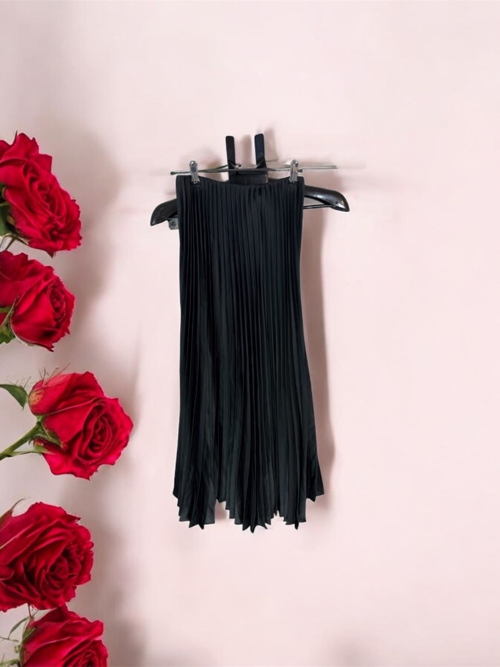 MNG Mango Black Pleated Midi Skirt XS